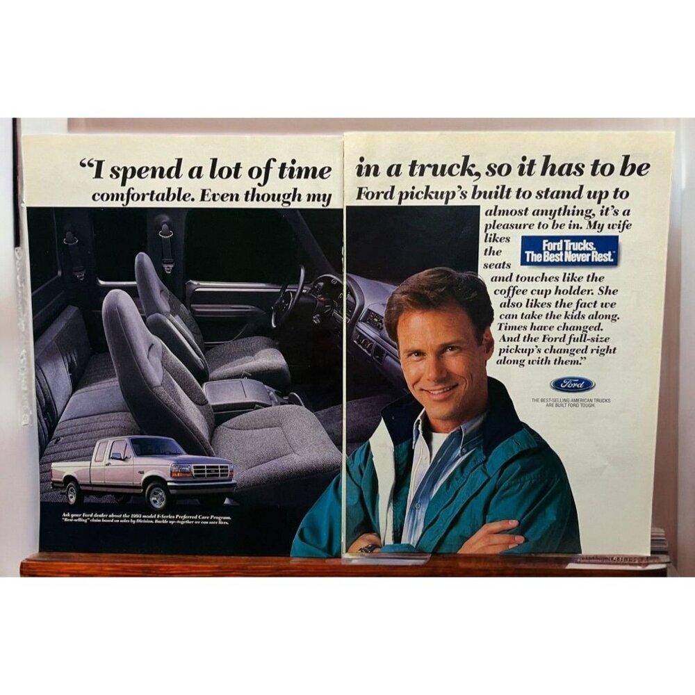 1993 Ford Pickup Truck F-Series Vintage Print Ad 1990s Built Ford Tough
